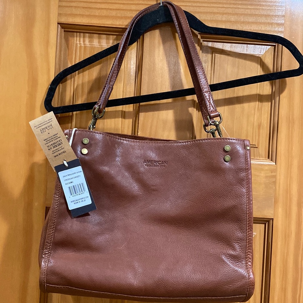American Leather Co. Lenox Triple Entry Satchel. Cordovan Smooth.